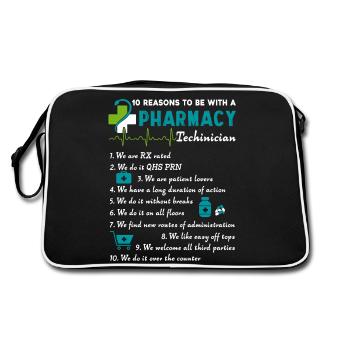 10 Reason To Be With A Pharmacy Technician - Retro Bag - black/white - Back