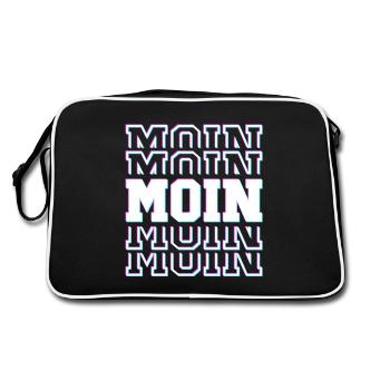 MOIN MOIN – North German greeting in glitch style - Retro Bag - black/white - Back