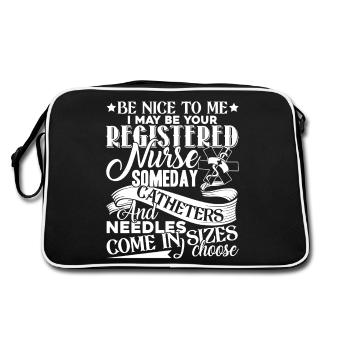 Registered Nurse Be Nice To Registered Nurse - Retro Bag - black/white - Back