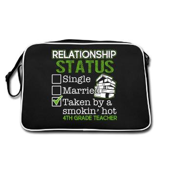 4th Grade Teacher Relationship Status - Retro Bag - black/white - Back
