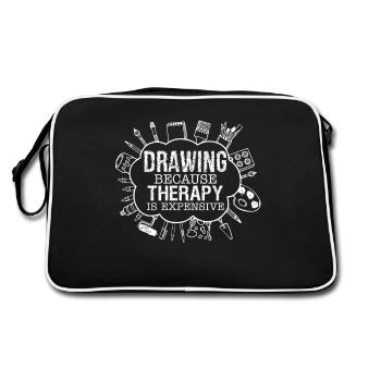 Artist Drawing Because Therapy Is Expensive - Retro Bag - black/white - Back