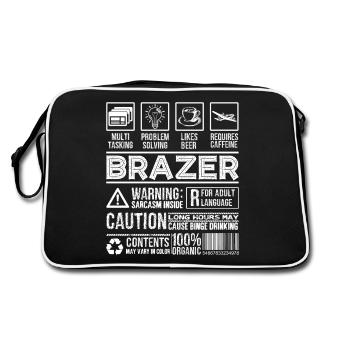 Brazer Caution Warning Sarcasm Inside - Retro Bag - black/white - Back