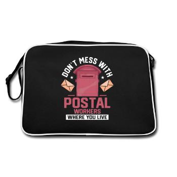 Don't Mess With Postal Workers Mailman Mail - Retro Bag - black/white - Back