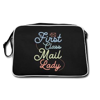 First Class Mail Lady Postal Worker Mail - Retro Bag - black/white - Back