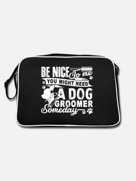 Dog Groomer Be Nice To Dog Groomer - Retro Bag - black/white - Back