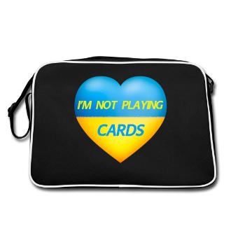 JE NE JOUE PAS AUX CARTES – CŒUR D’UKRAINE - Sac Retro - noir/blanc - Dos