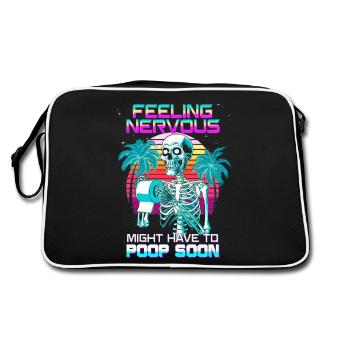 IBS Skeleton, Poop Humor Irritable Bowel Syndrom - Retro Bag - black/white - Back