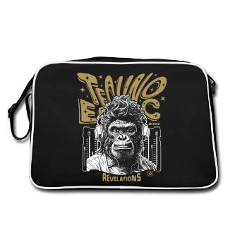 Affenenergie T-Shirt: Spüre den Techno-Vibe - Retro Tasche - Schwarz/Weiß - Hinten