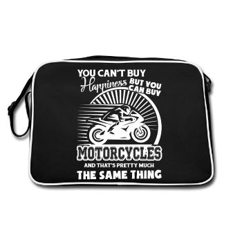 Motorcycle Motorcycles Happiness - Retro Bag - black/white - Back