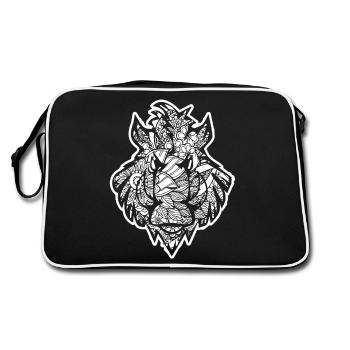Boar Boar Floral Pattern - Retro Bag - black/white - Back