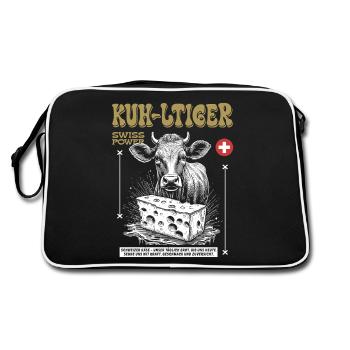 Käse-Vibe: Swiss Power Street Food Shirt - Retro Tasche - Schwarz/Weiß - Hinten