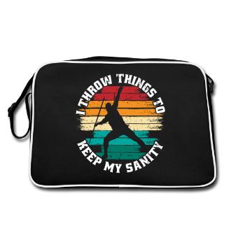 Speerwurf I Throw Things To Keep My Sanity - Retro Tasche - Schwarz/Weiß - Hinten