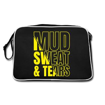 Track And Field Athletes Mud Sweat & Tears - Retro Tasche - Schwarz/Weiß - Hinten
