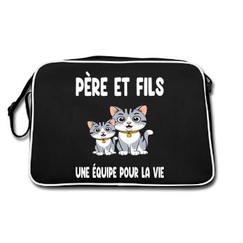 Father and Son Cat Dad Duo Matching Father's Day - Retro Bag - black/white - Back