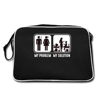 STEM Teacher My Problem My Solution Pictogram Mom - Retro Bag - black/white - Back