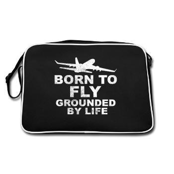 Geboren zum Fliegen - Retro Tasche - Schwarz/Weiß - Hinten