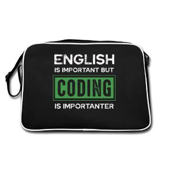 English is important, but programming is - Retro Bag - black/white - Back