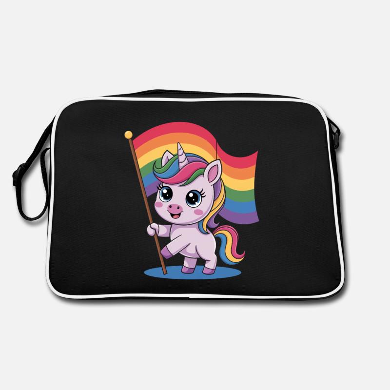 Niedliches Einhorn Mit Regenbogenfahne Retro Tasche
