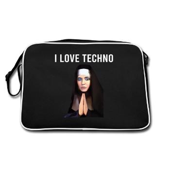 I Love Techno Nun - Retro Bag - black/white - Back