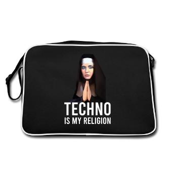 Techno ist meine Religion - Retro Tasche - Schwarz/Weiß - Hinten