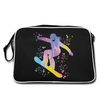 Snowboarder Snowboarding Snowboard - Retro Bag - black/white - Back