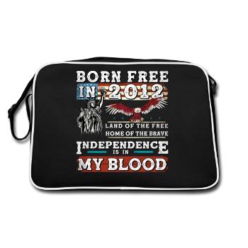 Born Free in 2012 - Raised with American Pride - Retro Bag - black/white - Back