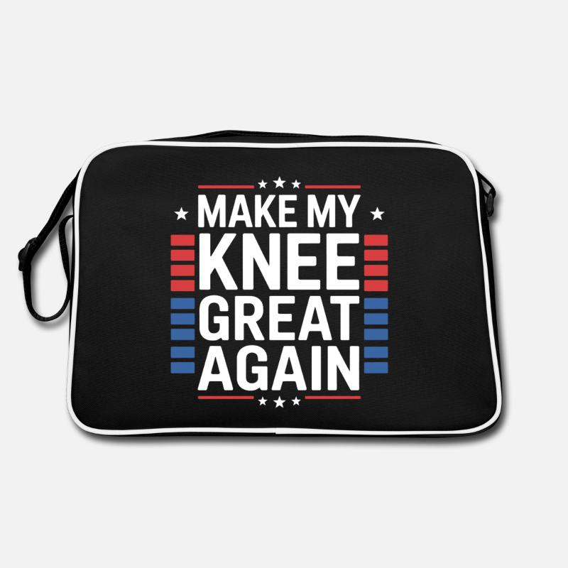 Make My Knee Great Again. Funny Recovery - Retro Tasche - Schwarz/Weiß