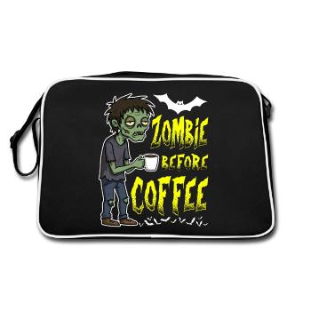 ZOMBIE BEFORE COFFEE - HALLOWEEN GIFT - Retro Bag - black/white - Back