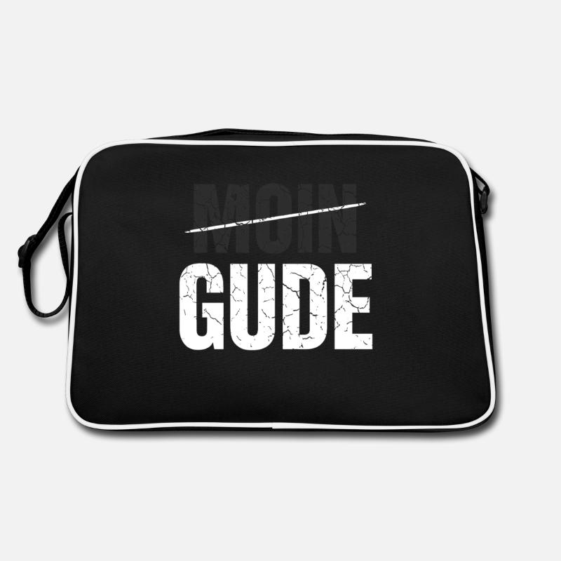 Moin? Nein, Gude! - Retro Tasche - Schwarz/Weiß