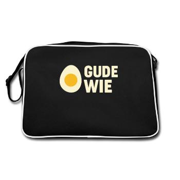 Ei Gude Wie - Rheinhessisch - Retro Tasche - Schwarz/Weiß - Hinten