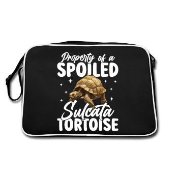 CHARACTERISTIC OF A PAMPERED SULCATA TORTOISE - Retro Bag - black/white - Back