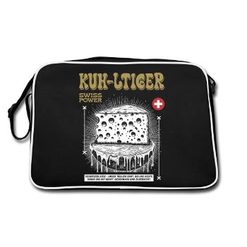 Schweizer T-Shirt: Stolz auf Käse und Kuh - Retro Tasche - Schwarz/Weiß - Hinten
