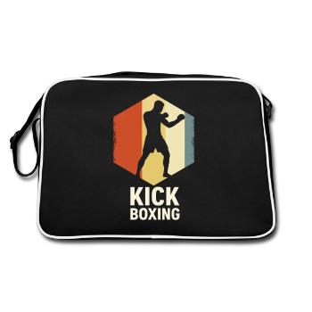 Retro Kickboxer Silhouette - Retro Tasche - Schwarz/Weiß - Hinten