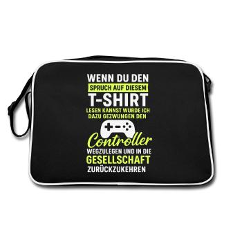 Controller Gaming Saying - Retro Bag - black/white - Back
