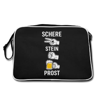 Schere, Stein, Prost - Retro Tasche - Schwarz/Weiß - Hinten