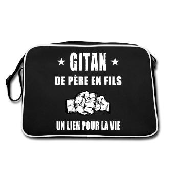 père et fils gitan papa fête des pères - Sac Retro - noir/blanc - Dos