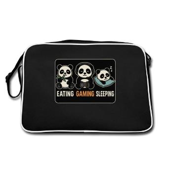 Eating Gaming Sleeping – Funny Panda Gamer Desi - Retro Bag - black/white - Back
