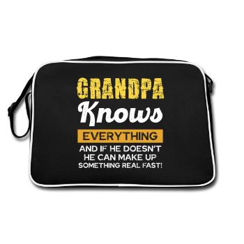 Grandpa knows everything and invents quickly - Retro Bag - black/white - Back