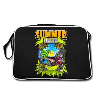 Summer Chill Vibes Gorilla - Retro Tasche - Schwarz/Weiß - Hinten