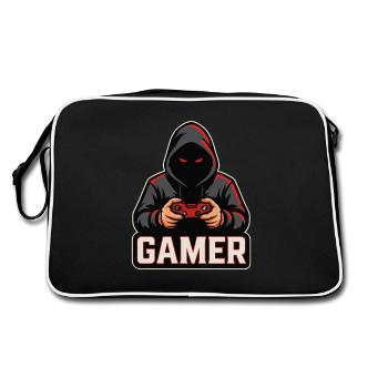 Dark Gamer – Gamer avec manette à capot - Sac Retro - noir/blanc - Dos