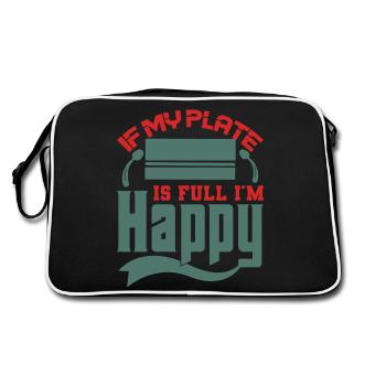 Si mon assiette est pleine, je suis heureux Design - Sac Retro - noir/blanc - Dos