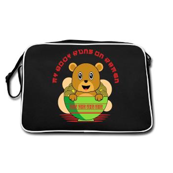 My Body Runs on Ramen Cute Bear - Retro Bag - black/white - Back