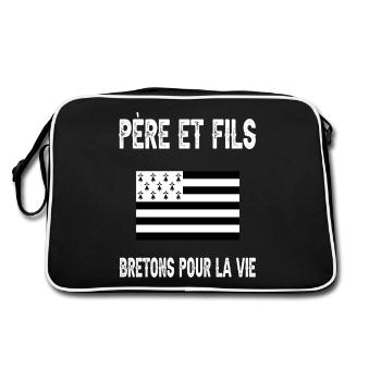 père et fils papa breton bretagne - Sac Retro - noir/blanc - Dos
