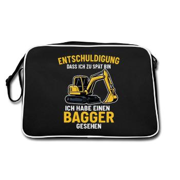 Excavator Saying - Retro Bag - black/white - Back