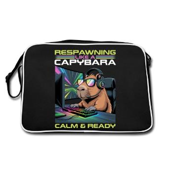 Capybara PC Gamer Gaming - Retro Tasche - Schwarz/Weiß - Hinten