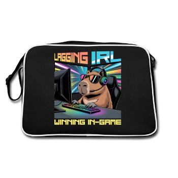 Capybara PC Gamer Gaming - Retro Tasche - Schwarz/Weiß - Hinten