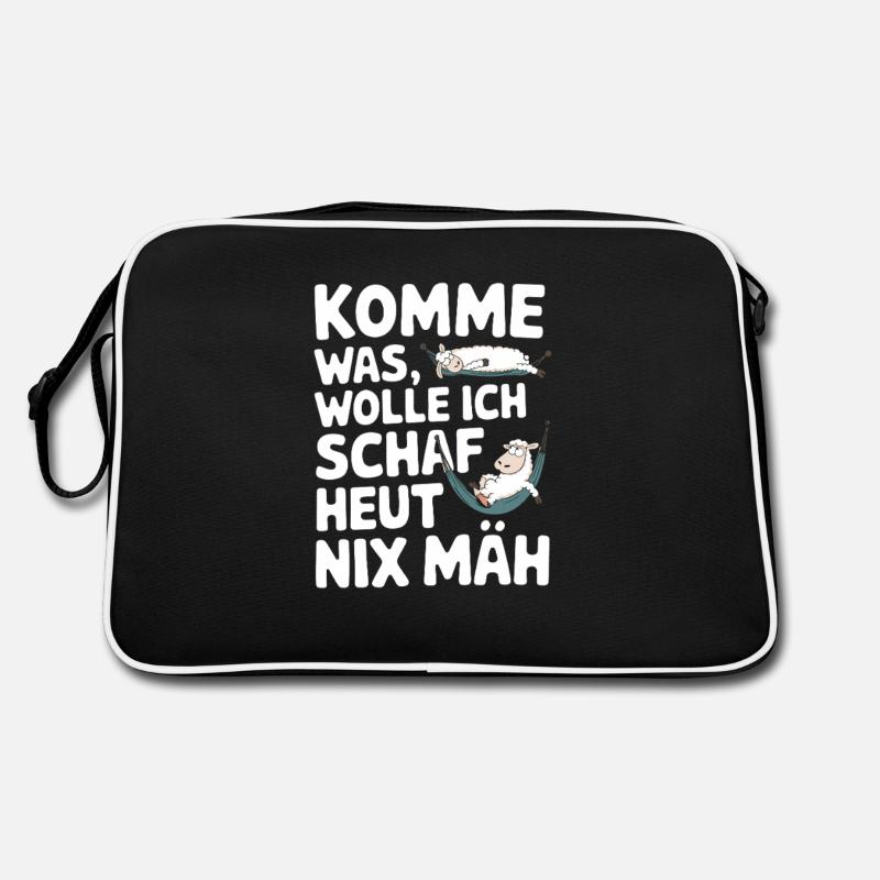 Komme was WOLLE Ich SCHAF heut nix MÄH - Retro Tasche - Schwarz/Weiß