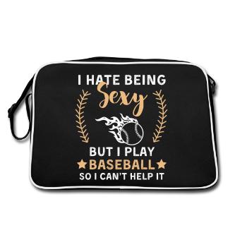 Baseball Spruch Baseballteam Design - Retro Tasche - Schwarz/Weiß - Hinten