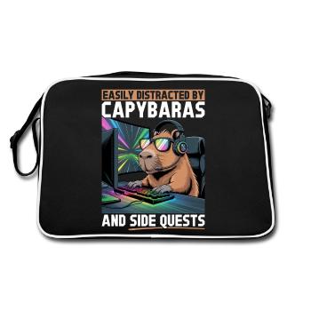 Capybara PC Gamer Gaming - Retro Tasche - Schwarz/Weiß - Hinten