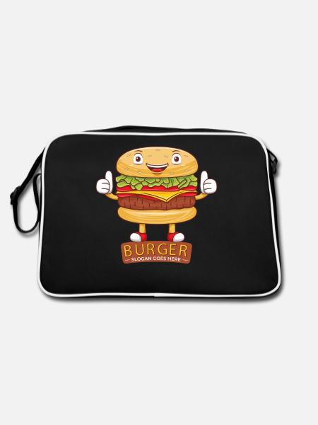 Mignon burger dessin animé art - Sac Retro - noir/blanc - Dos